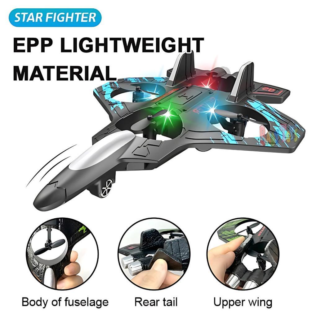 WAJIB PUNYA Mainan Pesawat Terbang Remote Control Anak Led Fighter Plane AirPlane Foam Rc 360 Charge