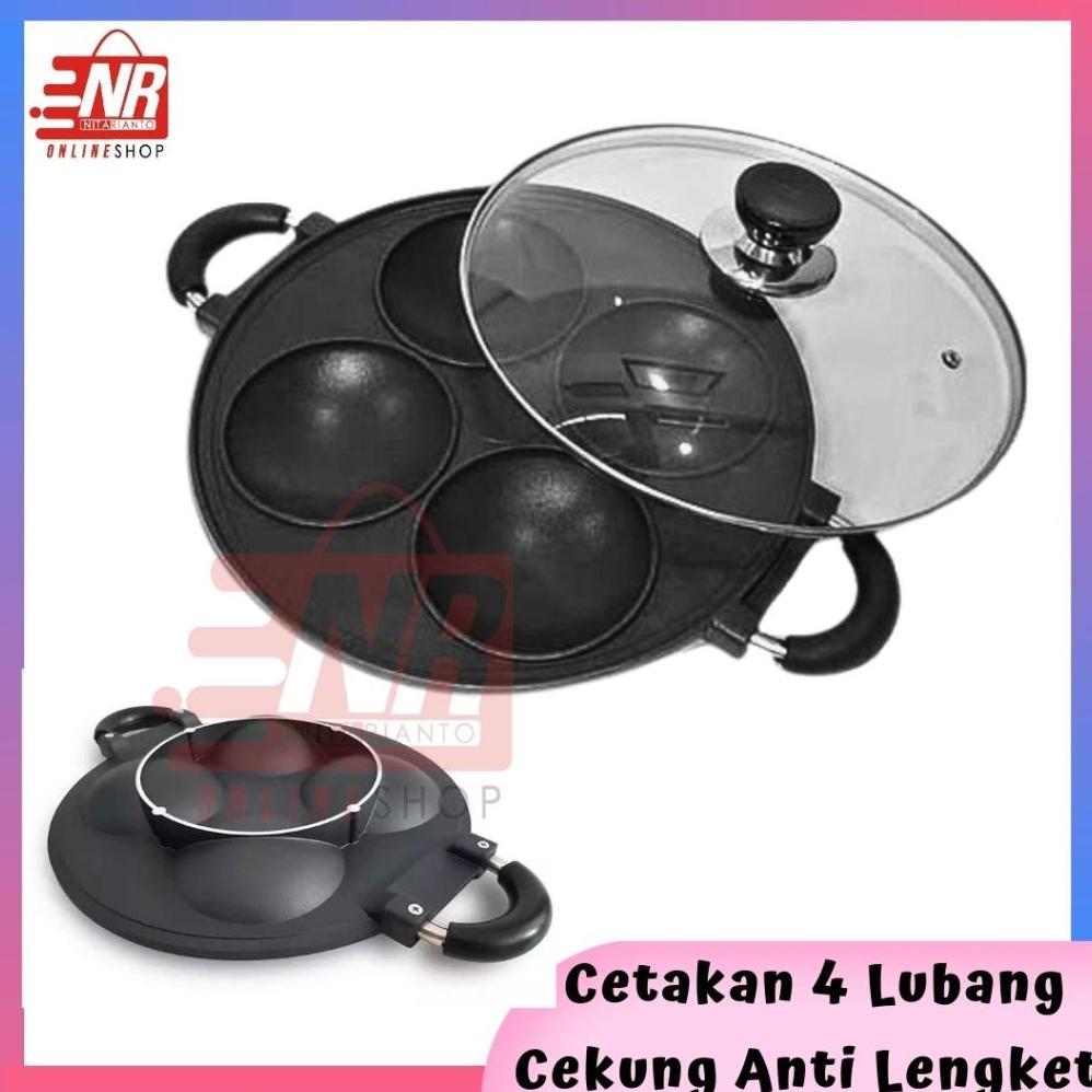 [RY] Cetakan 4 Lubang Cekung / Cetakan Bikang / Cetakan Serabi / Cetakan Kue Anti Lengket / Pan Cake