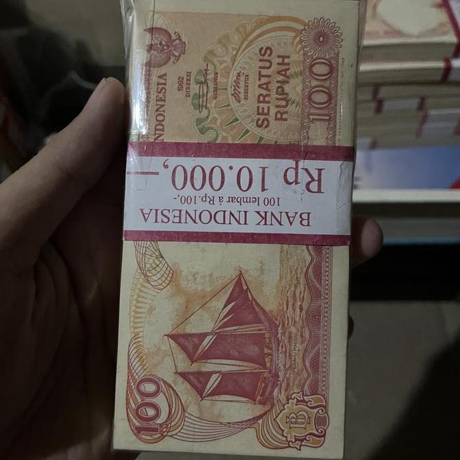 Gifme- Bundle 1 Gepok ( 100 Lembar ) Uang Kuno 100 Pinisi Gress