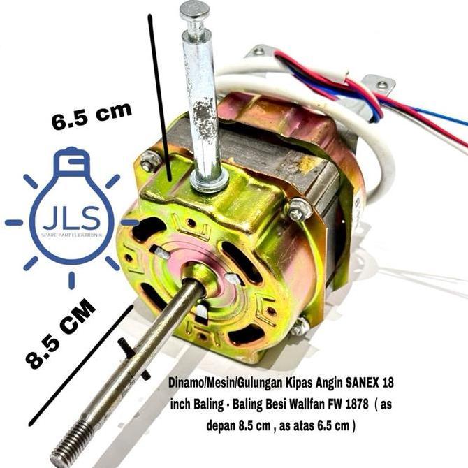 Dinamo/Mesin/Gulungan Kipas Angin SANEX 18 inch Baling - Baling Besi Wallfan FW 1878 ( as depan 8.5 