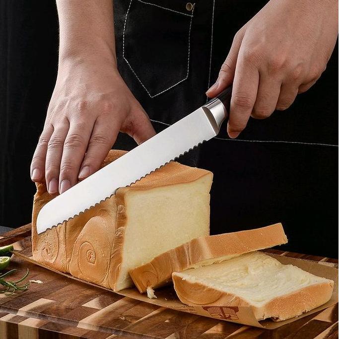 Whynot- Pisau Dapur Daging Serbaguna Bilah Lebar Tajam Damascus Pattern Stainless Steel 5Cr15, Gagan