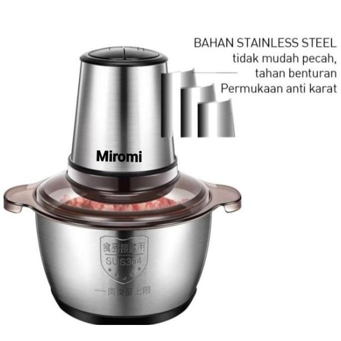 Chopper serbaguna 2L, Blender Daging, Stainless Steel