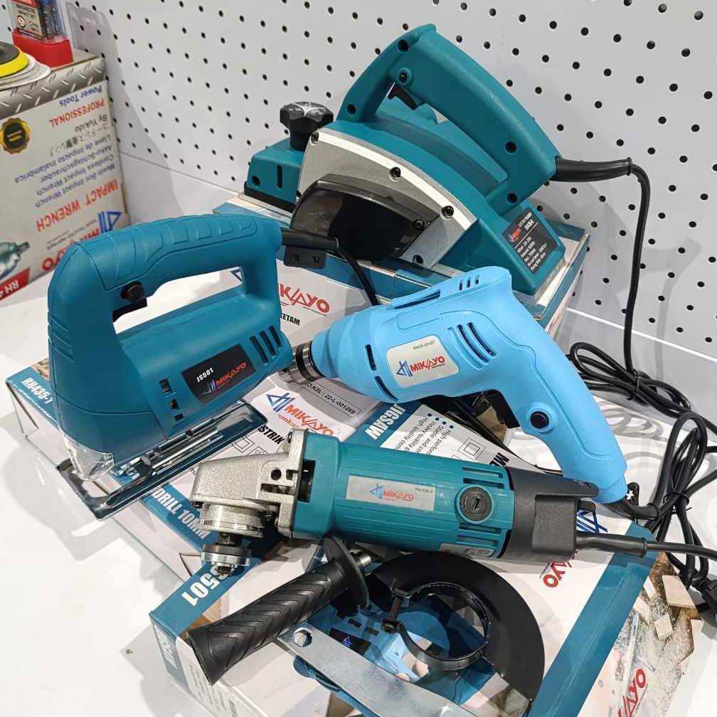 FREE ONGKIR PAKET 4 ITEM PROMO MURAH  GERGAJI JIGSAW MESIN JIGSAW + BOR LISTRIK 10MM KAIROS + GERIND