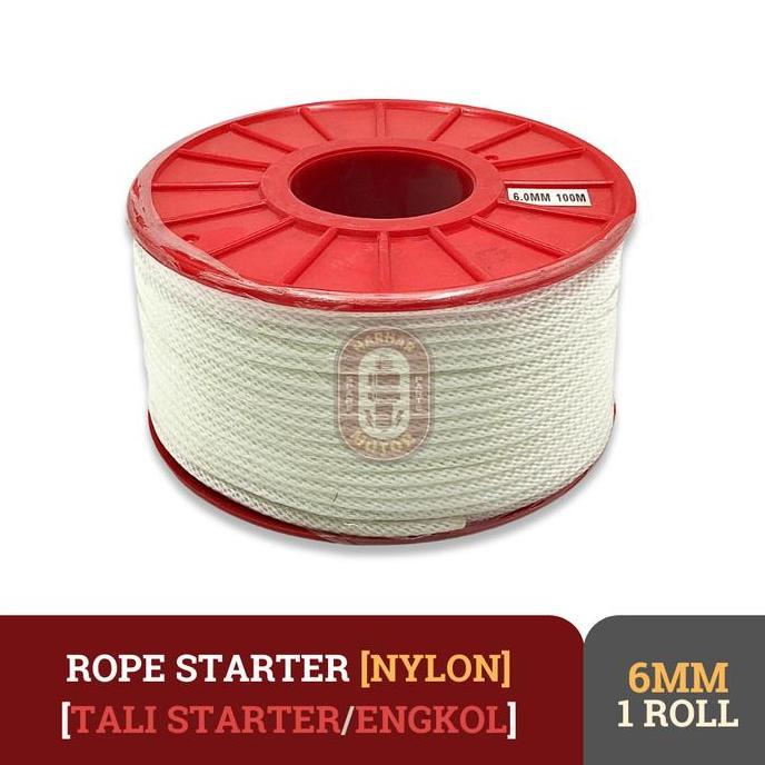TALI STARTER 6MM NYLON IMPORT 1 ROLL 100M ROPE STARTER NYLON IMPORT 6MM 1 ROLL 100M