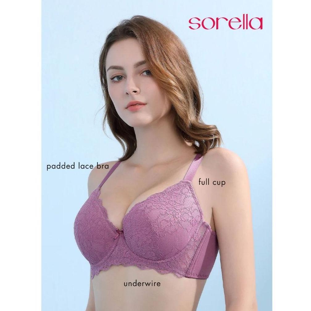 Bra Wanita Kawat Busa Sedang Tipis Renda SORELLA Full Cup Size 34B s/d 40B  Lace Bra Pakaian Dalam /