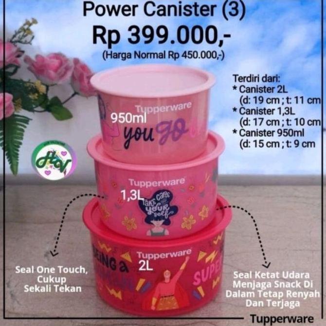 Toples tupperware daisy canister set 3pcs Original