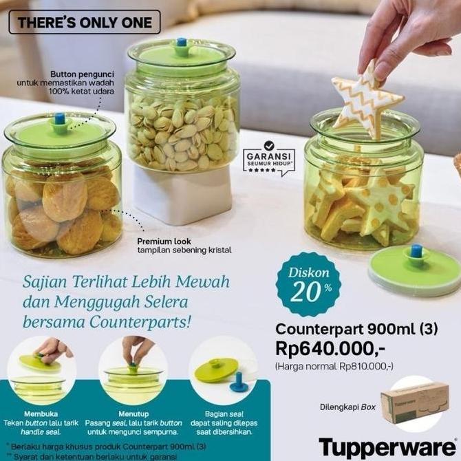 Toples kue Tupperware counterpart 3pcs free box Original