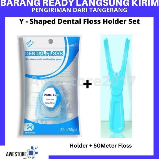 Y Shape Floss Holder Handle Reusable Floss Gigi Bentuk Y Untuk Gigi Belakang Oral Care Kit Dental