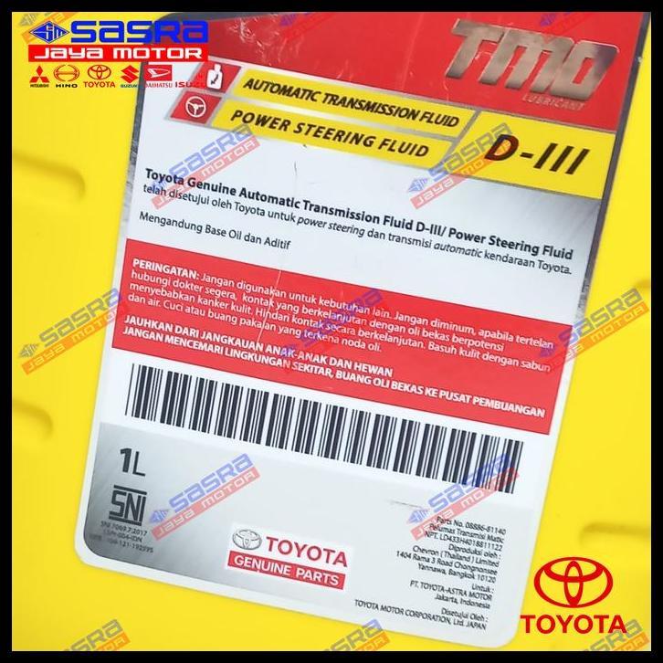HOT DEAL OLI POWER STEERING/ATF D.III (D3) TMO 1 LITER - TOYOTA GENUINE 