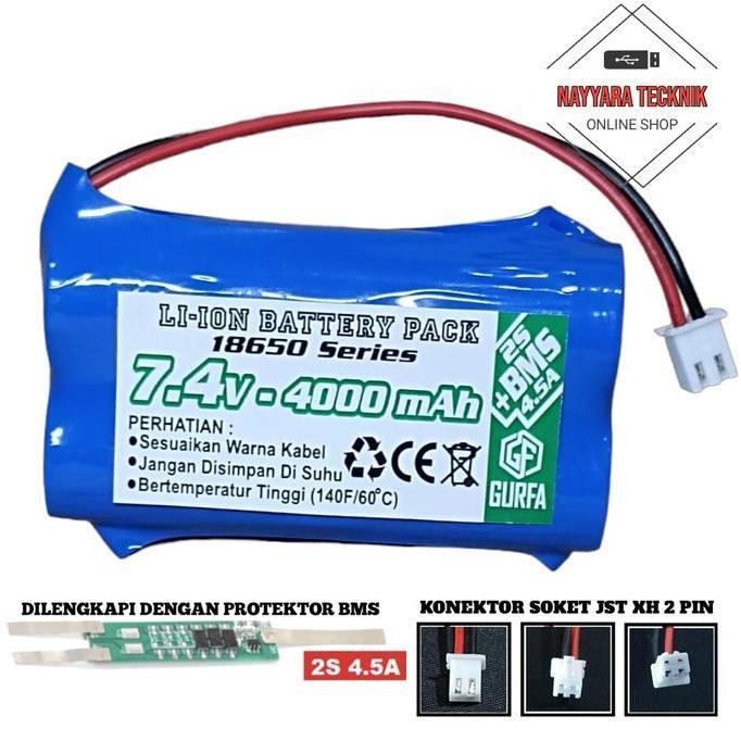 Batrai RC/ Speaker & 2X 18650-2S 4000mAh 7.4V Protetor BMS 4.5A XH 2