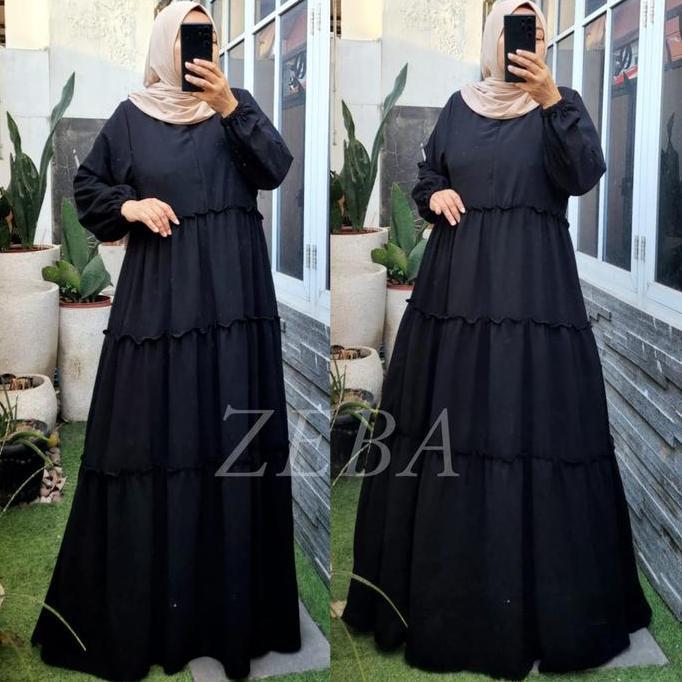 Zeba | Anisa Dress Jumbo LD 120 - 140 PB145+ Gamis Wanita Dewasa / Remaja Polos Mewah Gaun Ceruty Ba
