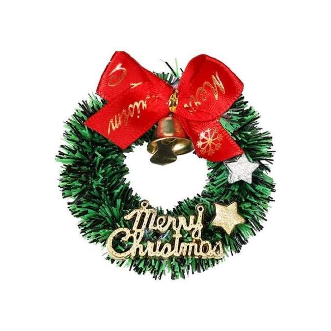 Ready Miniatur Natal Mini gantung karangan bunga Natal rumah boneka pohon Natal karangan bunga dindi