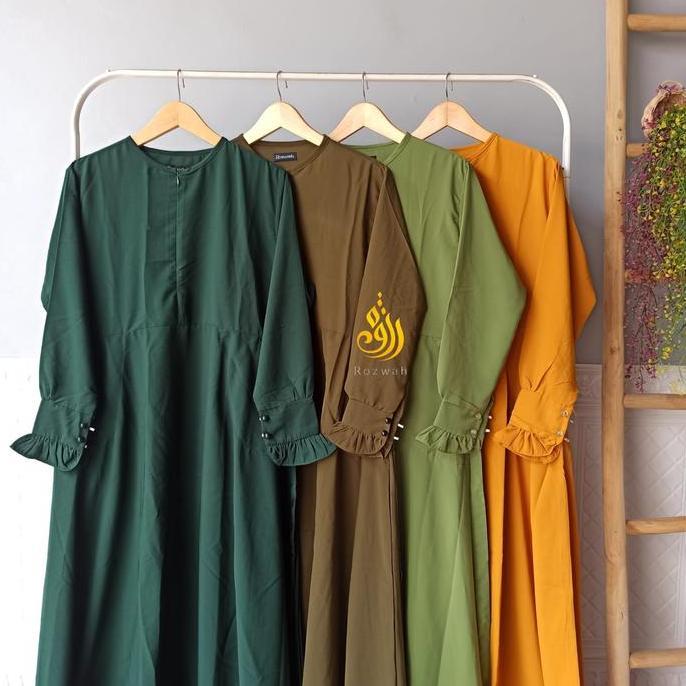GAMIS BUSUI POLOS BY ROZWAH/gamis wolfis premium polos rempel basic dress daily Hitam