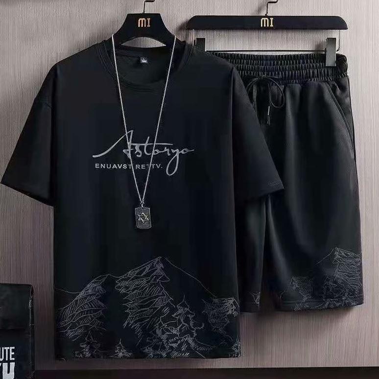 cuci gudang baju 1 set pria one set pria baju setelan pria korea kaos  baju satu set pria outfit pri
