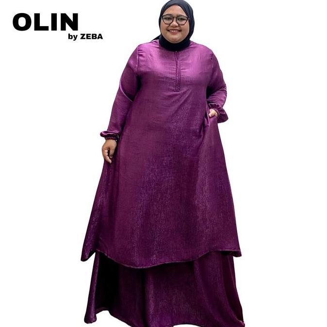 Zeba | Olin Gaun Pesta Jumbo Mewah LD 120 130 140 150 Baju Kurung Gamis 2 Layer Dress Lebaran Anggun