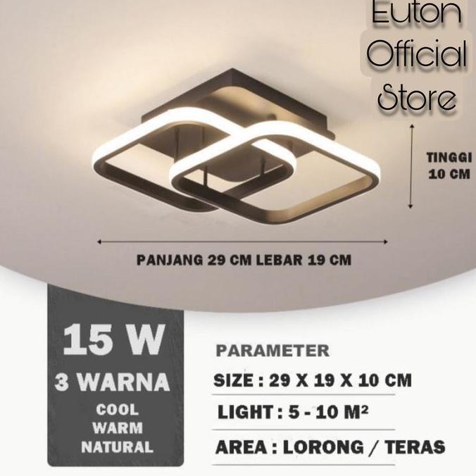 LAMPU PLAFON MINIMALIS LED 3 WARNA / LAMPU LED LORONG / TERAS