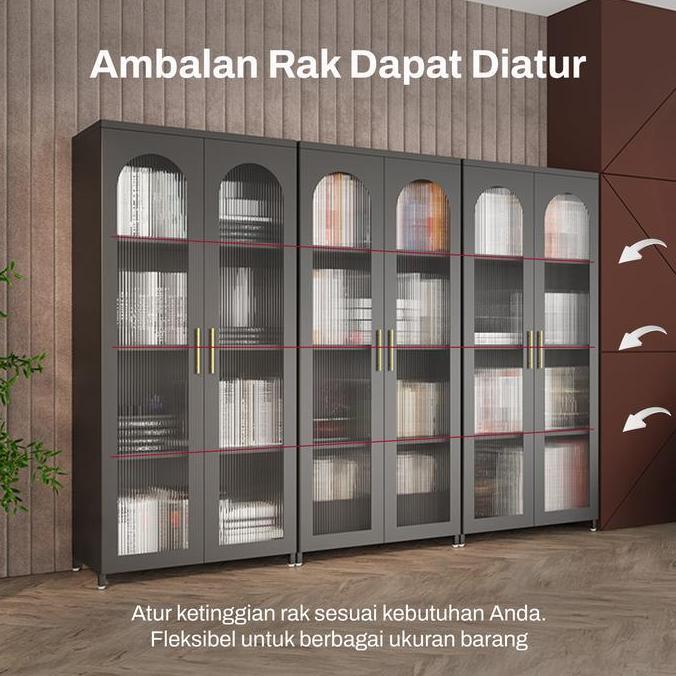 LEMARI KACA HIAS RUANG TAMU AESTHETIC Lemari Bufet Pajangan Penyimpanan Mainan Tas Buku Miniatur Bup