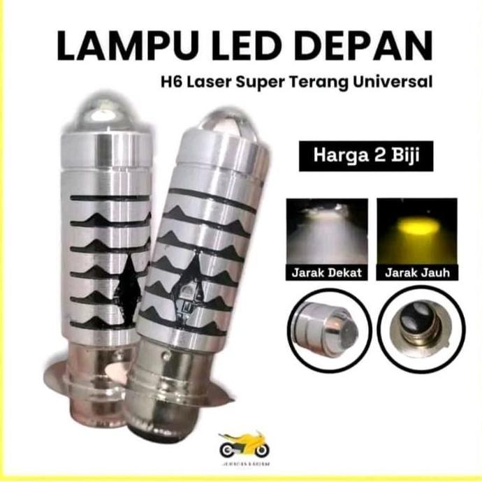 AISYAHAAFIL - LAMPU UTAMA LAMPU DEPAN LED H6 LASER PLUS SENJA HI LOW PUTIH KUNING DC 2PCS VARIO OLD 