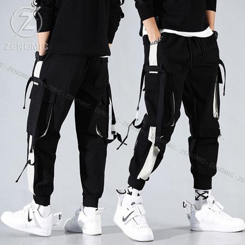 CELANA CARGO PANTS MEN SIX POCKET JOGGER TRENDY FASHION LOOSE VERSI KOREA STYLE