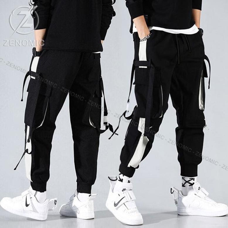 CELANA CARGO PANTS MEN SIX POCKET JOGGER TRENDY FASHION LOOSE VERSI KOREA STYLE