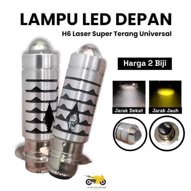AISYAHAAFIL - LAMPU UTAMA LAMPU DEPAN LED H6 LASER PLUS SENJA HI LOW PUTIH KUNING AC DC 2PCS VARIO O