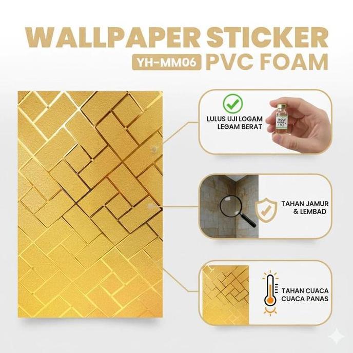 Nexwill- Wallpaper Foam Pvc Full Glossy Wallpaper Stiker Dinding Roll Ukuran 60Cm X 3 Meter Motif Ba