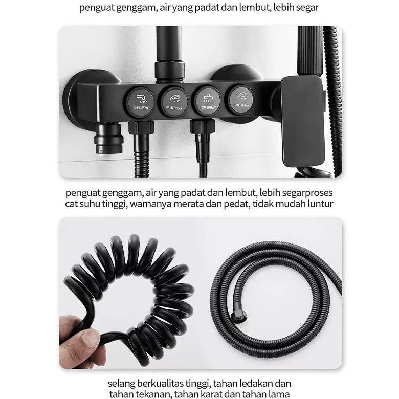 4 Dalam 1 Shower Kamar Black Gold Kamar Mandi Shower / Keran Mandi Air Panas Dingin / Shower Set