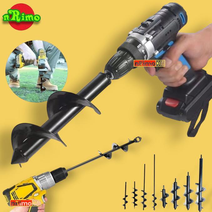 Mata Bor Tanah Biopori Alat Pelubang Tanah Penggali Taman Kebun Auger Spiral Drill Bit for Planting 