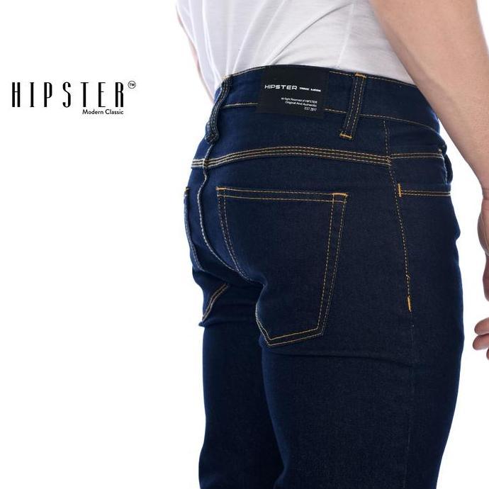 HIPSTER celana panjang jeans denim pria warna biru dongker Termurah