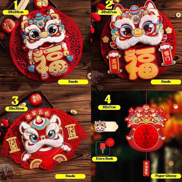 Hiasan Dinding Imlek CNY Sincia Chinese New Year Tahun Baru Tempelan Hiasan Backdrop Pintu Kamar Lam