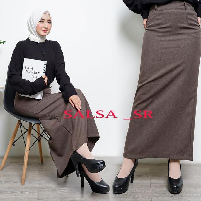 ROK SPAN REMPEL PANJANG / ROK SPAN PANJANG / ROK PANJANG POLOS Hitam Wanita Muslim