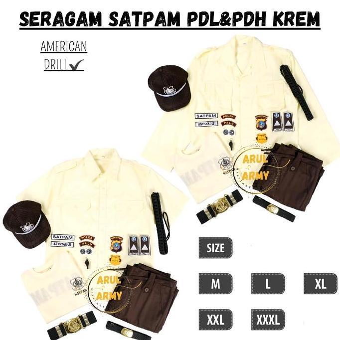 BAJU SERAGAM SETELAN PDL PDH SATPAM SECURITY KREM CREAM TERBARU 2025 SERAGAM SATPAM KAOS SATPAM SETE