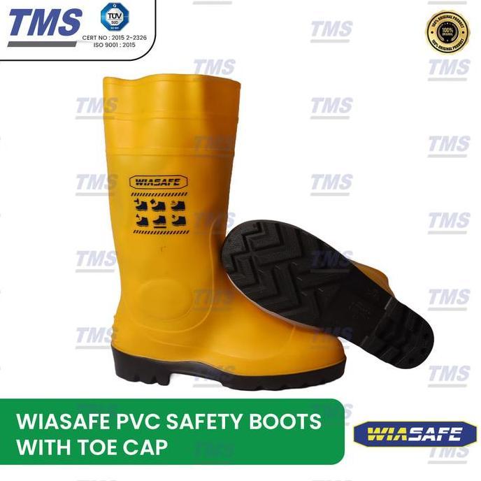 Sepatu Safety Boots Kuning  WIASAFE PVC Safety Boots  Toe Cap - Original terlaris