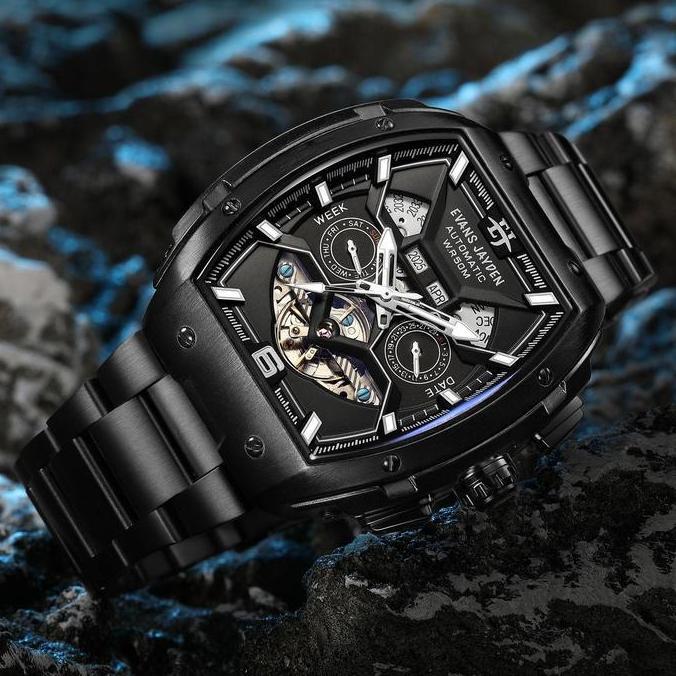 Evans Jayden Jam Tangan Pria 9620 Rantai Automatic Movement Stainless Steel Kaca Sapphire Chronograp