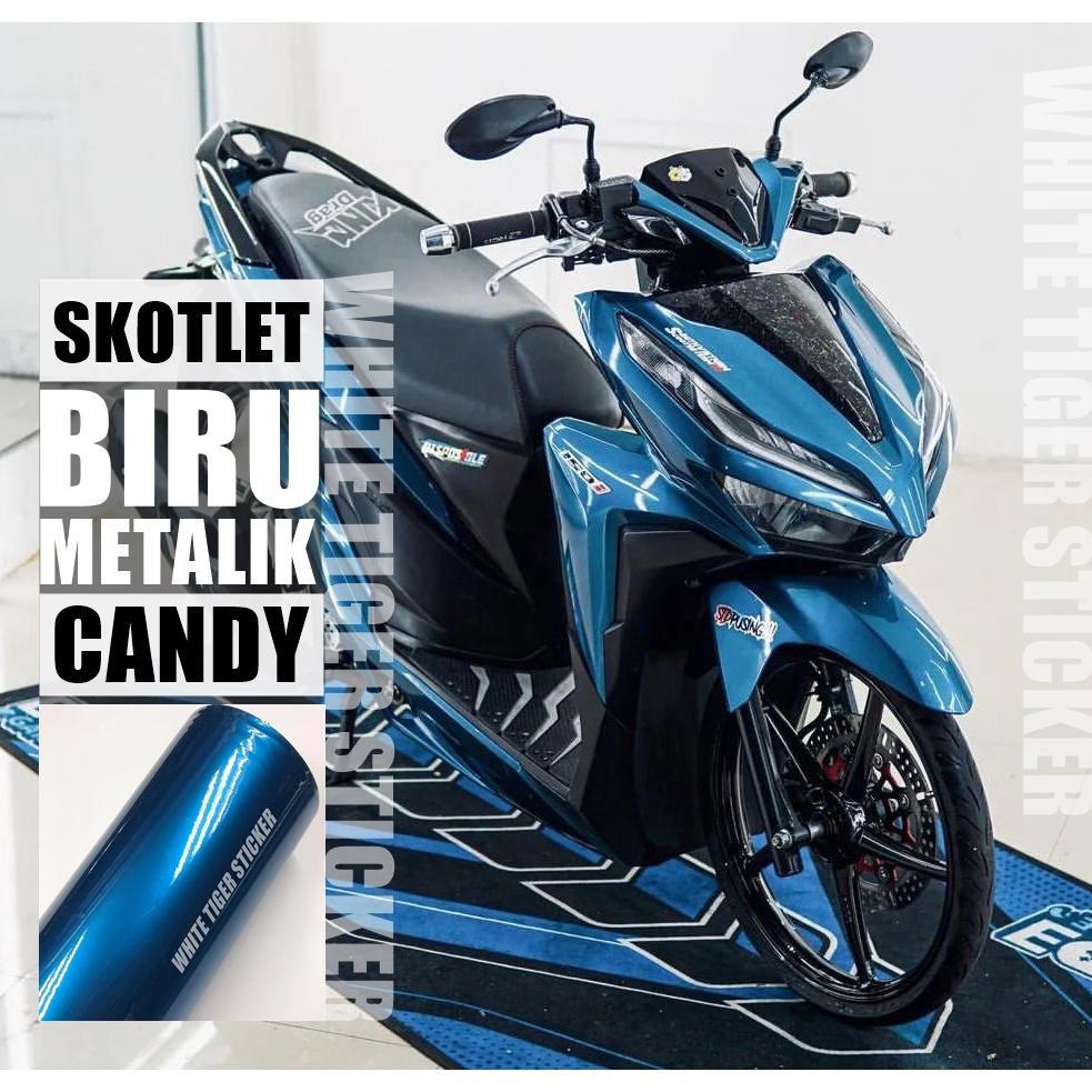 TERBARU SKOTLET STIKER MOTOR BIRU METALIK CANDY SCOTLITE MOTOR BIRU METALIK CANDY SKOTLET BIRU CANDY