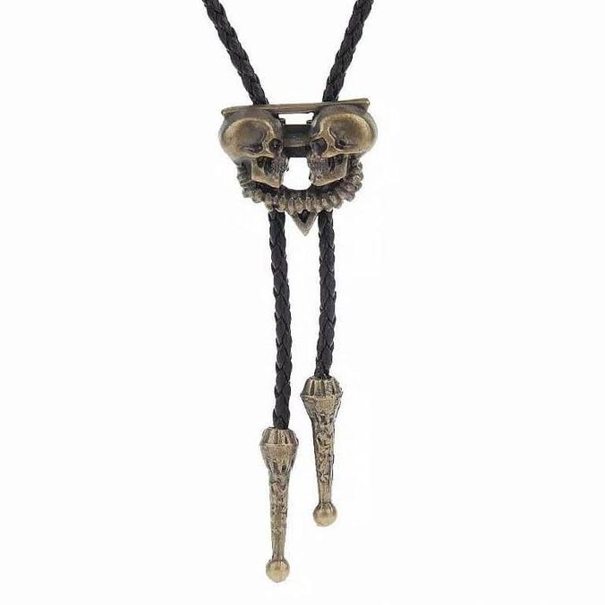 Houseofcuff Dasi Bolo Tie TWIN SKULL BOLO TIE GOLD