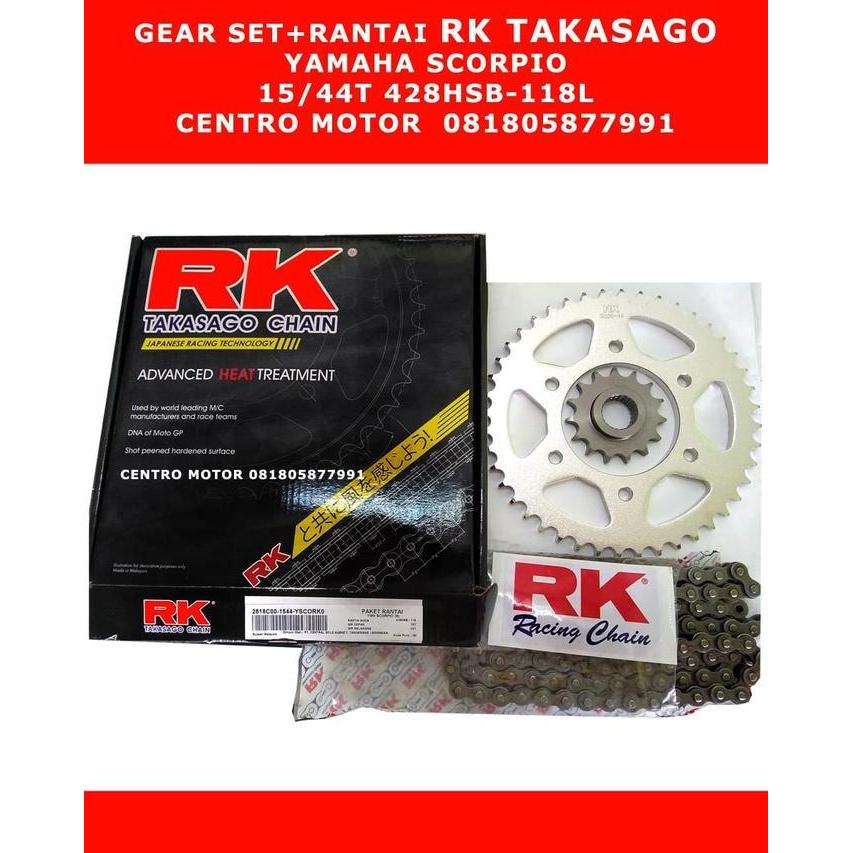 HARGA DISC - Gear Set+Rantai RK TAKASAGO-Yamaha SCORPIO