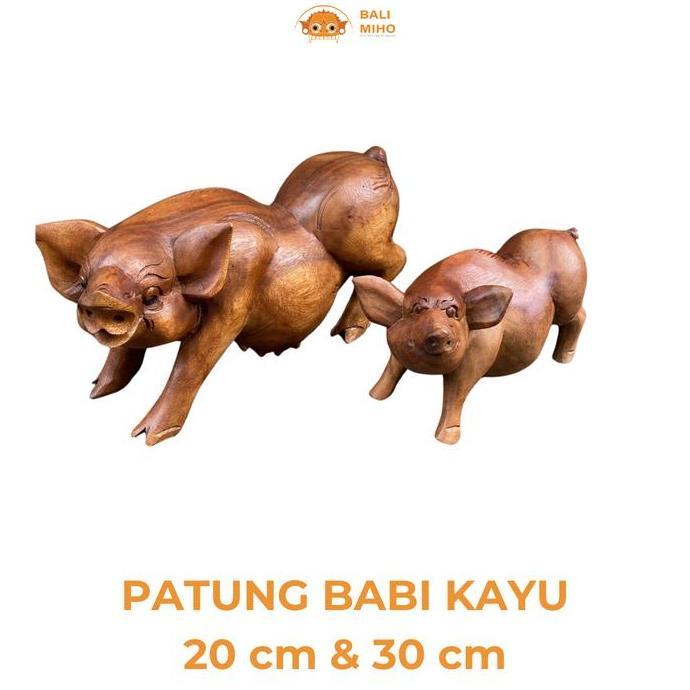 langsung order saja] Patung Babi dari Kayu 20 cm & 30 cm - Patung Babi Hutan Kayu - Patung Kucit Kay