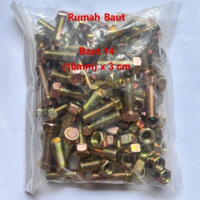 (paket 50 set) Baut 14 (10mm) x 3 cm + Mur