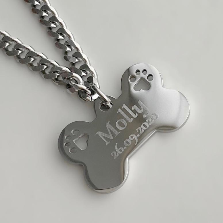 -VY- [momen.paws] PAW BONE NECKLACE_SILVER Kalung anabul tulang + paw, desain unik & fungsional