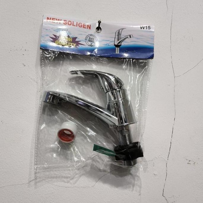 Lancaraja- W15 Nekel Kran Wastafel Cuci Tangan Soligen W15 Crome Nekel