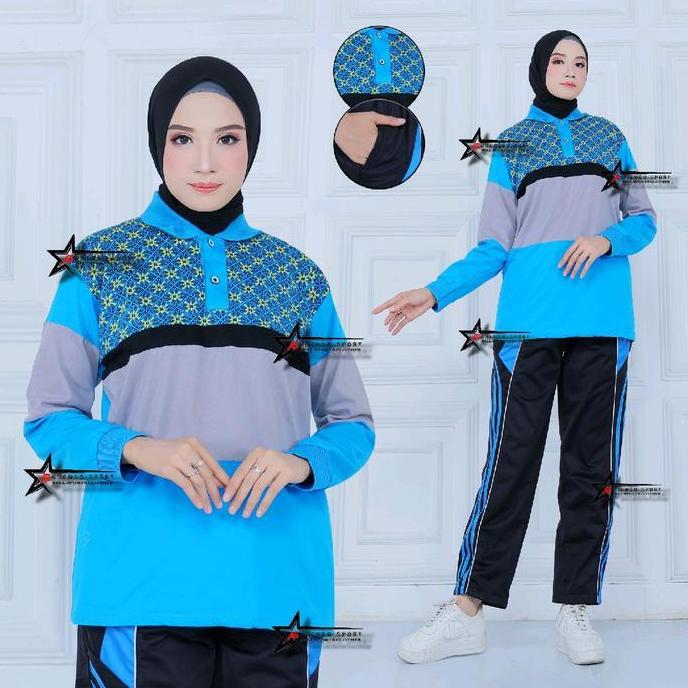 Bagusbanget- Setelan Baju Olahraga / Setelan Kaos Olahraga / Seragam Olahraga Motif Batik Celana Mus