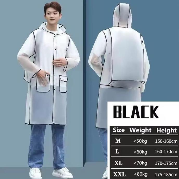Sale Jas Hujan Putih Transparan Pria Wanita Style Gaya Korea Keren