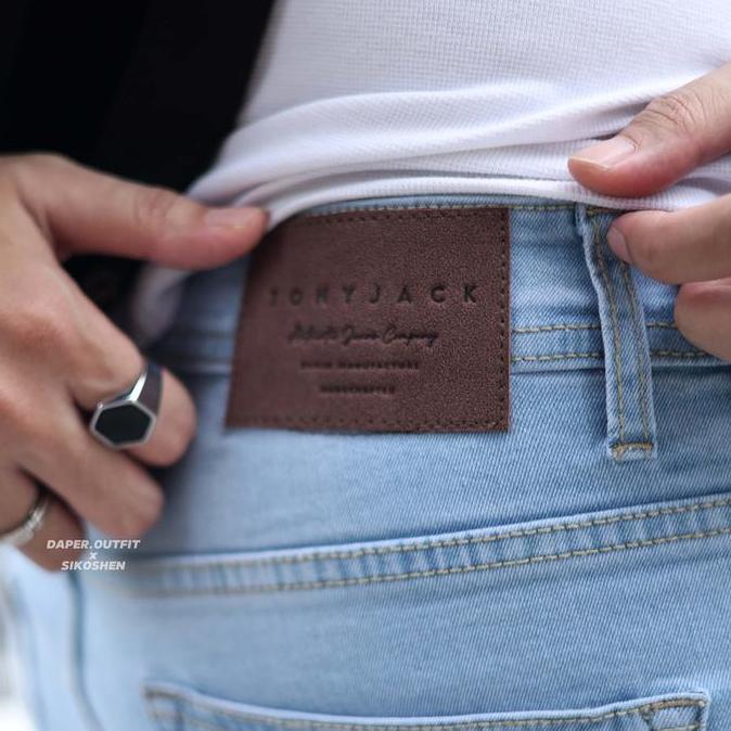 Larisyaa- Celana Jeans Pria Tony Jack Slimfit High Quality Soft Melar Nyaman Biru Muda Wash