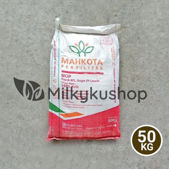 PUPUK MAHKOTA KCL MOP 50 KG KEMASAN PABRIK VIA CARGO
