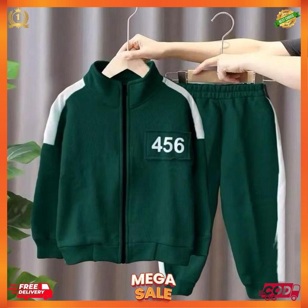 Setelan Jacket Anak Laki Laki Dan Perempuan Motif Squid Game Usia 1-10 Tahun Terbaru/ Set Pakaian An