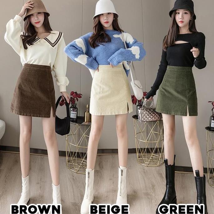 DF25 - 302 Corduroy Velvet Skirt Rok Pendek ROK CORDUROY WANITA Rok Beludru ROK KOREAN STYLE Rok Vel