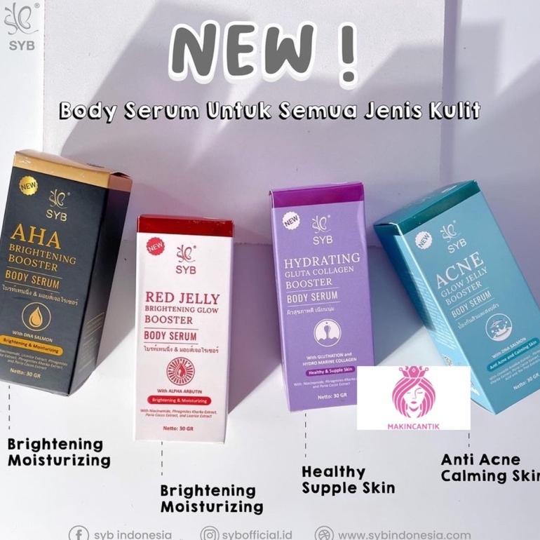 SYB Body Booster Serum/ AHA Brightening/ Red Jelly/ Gluta Collagen/ Acne Glow