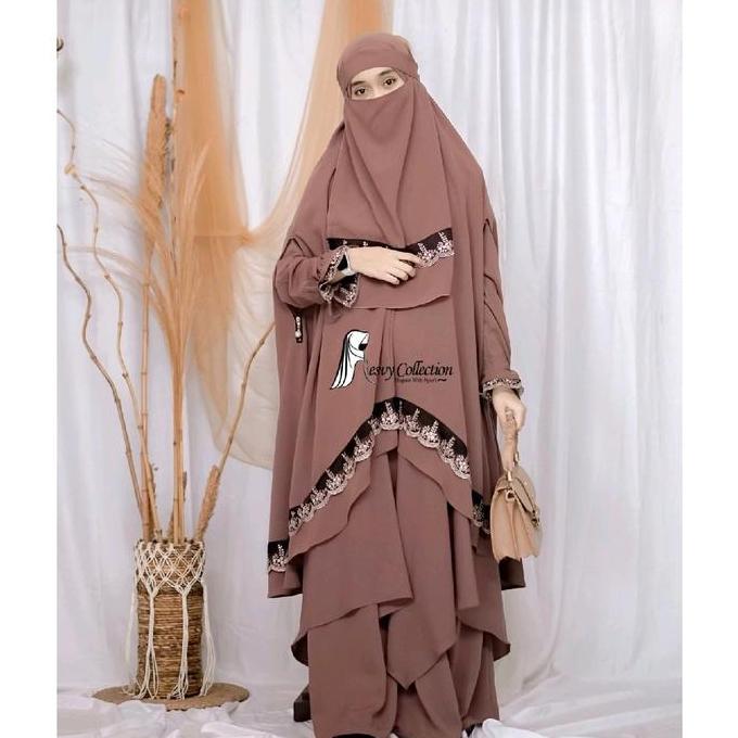 Sekarangaja- Haura Full Set Lengkap + Cadar Gamis Daily / Umroh Resvy Collection Mewah Elegant
