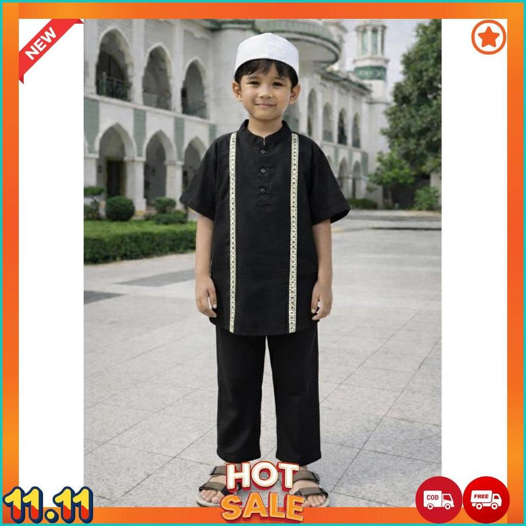 Setelan Baju Koko Batik List Anak Laki Laki Usia 1-10 Tahun/ Setelan Pakaian Muslim Anak Laki Laki/ 